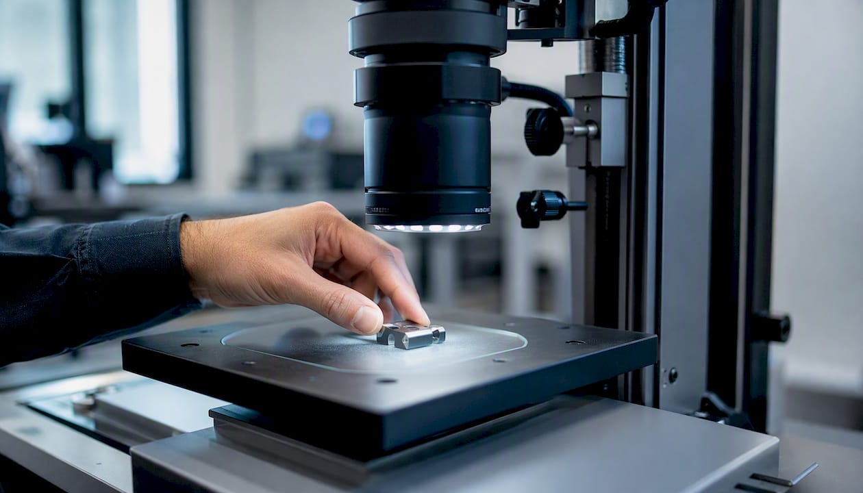 Operator placing part for AI quality inspection