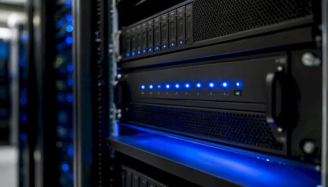 Close-up of server retention indicator