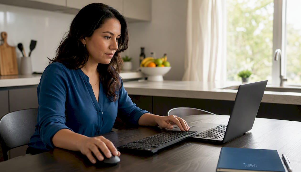 Hands configuring conditional access settings at desk