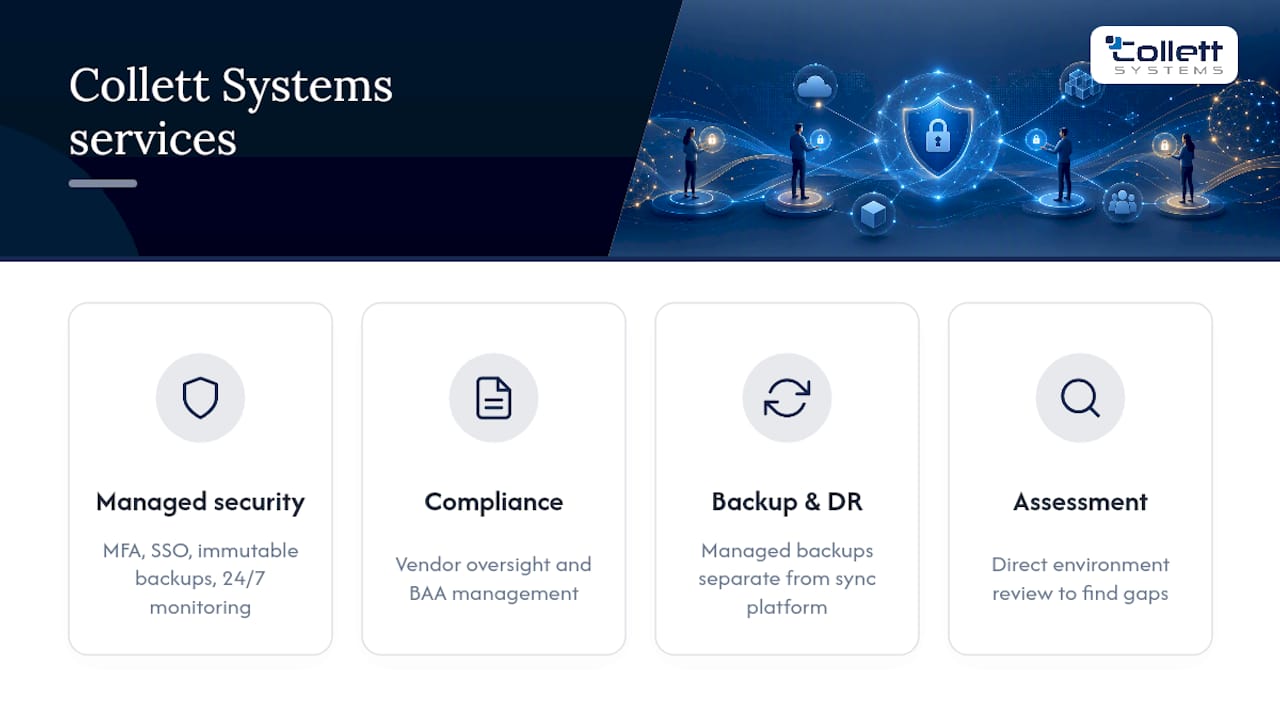 Collett Systems: managed secure file sharing without the guesswork, overview diagram